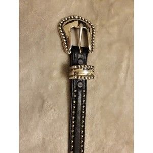 Justin Palazzo Belt Black Bling Rhinestone Leather Belt Size 36 C20773.